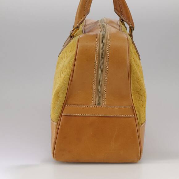 CELINE C Macadam Canvas Hand Bag Suede Leather Yellow Gold - Picture 5 of 13